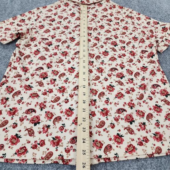 VTG Sears Shirt Womens 38 Cream Red Floral Paisley Perma-Prest Short Sleeve 70s - Picture 6 of 11